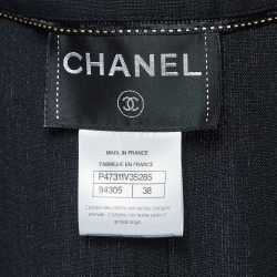Pre Owned Chanel Black Cotton Blend Asymmetric Buttoned Long Jacket M