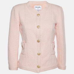 Pink Tweed Button Front Jacket