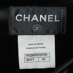 Pre Owned Chanel Black Silk and Tweed Short Sleeve Mini Dress M