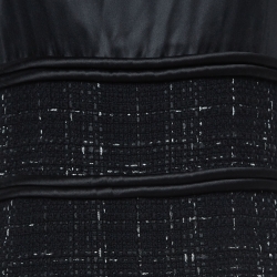 Pre Owned Chanel Black Silk and Tweed Short Sleeve Mini Dress M