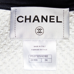 Pre Owned Chanel Monochrome Textured Silk Blend Bomber Jacket S