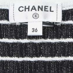 مملوكة مسبقًا Chanel Black Striped Knit Logo T-Shirt S
