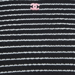 مملوكة مسبقًا Chanel Black Striped Knit Logo T-Shirt S