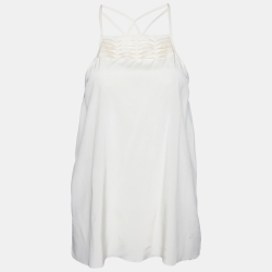 Chanel Cream Stretch Silk Strappy Top L 