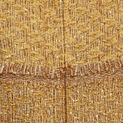 Pre Owned Chanel Gold Tweed Lurex Fringed Jacket L