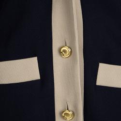 Chanel Navy Blue and Beige Wool Pant Suit S