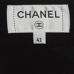 Pre Owned Chanel White Printed Silk Zip Front Maxi Skirt L
