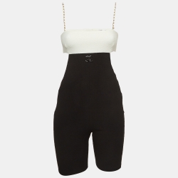 Chanel Black & White Logo Detail Terry Sleeveless Playsuit S