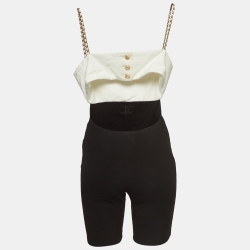 Chanel Black & White Logo Detail Terry Sleeveless Playsuit S