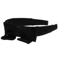 Pre Owned Chanel CC Black Bow Headband