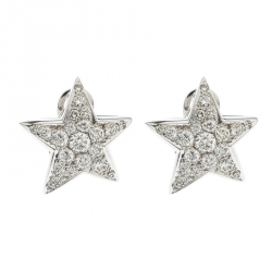 Chanel Comete Star Diamond 18k White Gold Stud Earrings 
