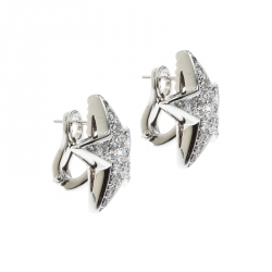 Chanel Comete Star Diamond 18k White Gold Stud Earrings 