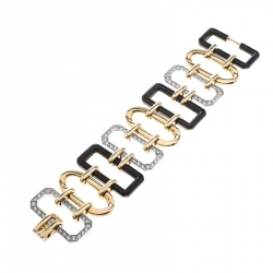 Chanel Première Diamond Onyx & 18K Yellow Gold Chain Link Bracelet