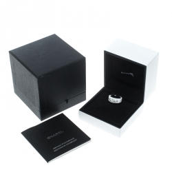 Chanel Cosmique de Chanel Diamond 18k White Gold Ceramic Band Ring Size 50