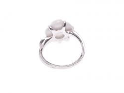 Chanel White Ceramic Camellia Ring Size 48