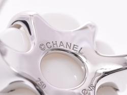 Chanel White Ceramic Camellia Ring Size 48