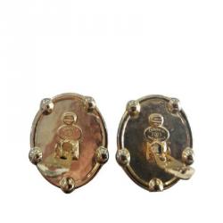 Chanel Gold Plated Metal Logo Clip-on Earrings