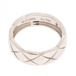 Chanel Coco Crush 18K White Gold Band Ring Size 55
