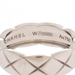 Chanel Coco Crush 18K White Gold Band Ring Size 55