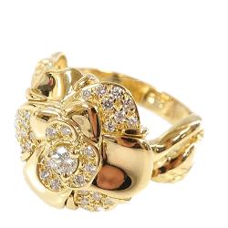Chanel Camellia 18K Yellow Gold Diamond Ring Size 54