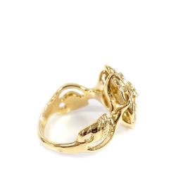 Chanel Camellia 18K Yellow Gold Diamond Ring Size 54
