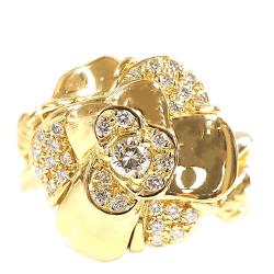 Chanel Camellia 18K Yellow Gold Diamond Ring Size 54