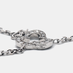 Chanel Camelia Sculpte Diamond Onyx 18k White Gold Necklace