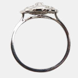 Pre Owned Chanel Bouton de Camélia Diamond Flower 18K White Gold Ring Size 59