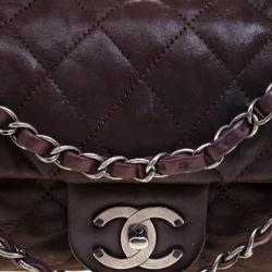 Chanel Choco Brown Iridescent Leather Classic Flap Bag