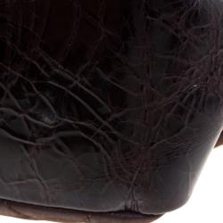 Pre Owned Chanel Choco Brown Iridescent Leather Classic Flap Bag