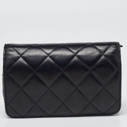 Pre Owned Chanel Black Quilted Leather Golden Class Wallet on Chain