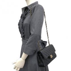 Pre Owned Chanel Black Lambskin Small Double Flap Shoulder Bag