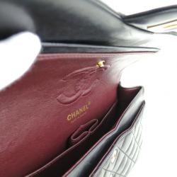 Pre Owned Chanel Black Lambskin Small Double Flap Shoulder Bag