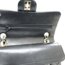 Pre Owned Chanel Black Lambskin Small Double Flap Shoulder Bag