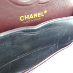 Pre Owned Chanel Black Lambskin Small Double Flap Shoulder Bag