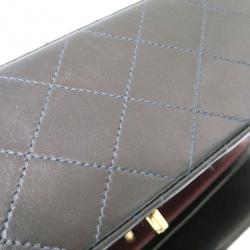 Pre Owned Chanel Black Lambskin Medium Double Flap Shoulder Bag