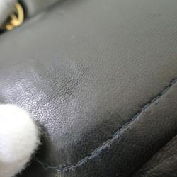 Pre Owned Chanel Black Lambskin Medium Double Flap Shoulder Bag