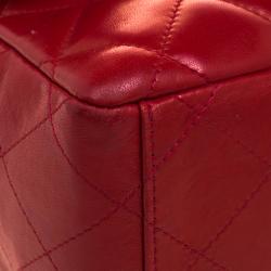 Pre Owned Chanel Red Quilted Leather Maxi Classic Single Flap Bag
