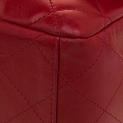 Pre Owned Chanel Red Quilted Leather Maxi Classic Single Flap Bag
