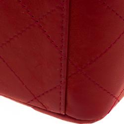 Pre Owned Chanel Red Quilted Leather Maxi Classic Single Flap Bag