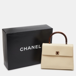 مملوكة مسبقًا Chanel Ivory Caviar Leather Vintage Kelly Bag