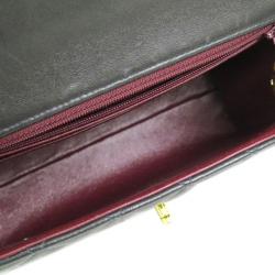 Pre Owned Chanel Black Lambskin Top Handle Flap Bag