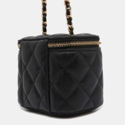 Pre Owned Chanel Black Leather Small Vanity Case Chain Shoulder Bag