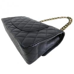 مملوكة مسبقًا Chanel Black Caviar Douple Flap Shoulder Bag