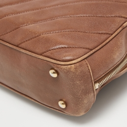 Pre Owned Chanel Brown Diagonal Quilted Leather CC Covered Signature Flap Bag