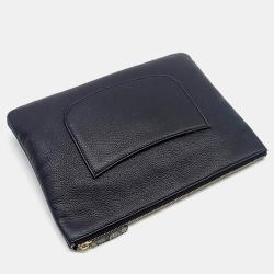 Pre Owned Chanel Black Leather Lucky Flower Clutch Bag