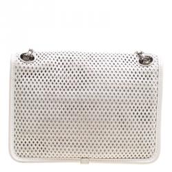 Pre Owned حقيبة شانيل أب إن ذا إير قلاب كلاسيك جلد مخرمة بيج فاتحة