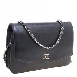 Chanel Black Caviar Leather Sevruga Wallet on Chain