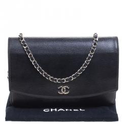Chanel Black Caviar Leather Sevruga Wallet on Chain