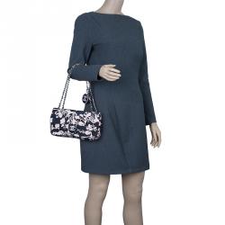 Pre Owned Chanel Black and Pink Fabric Mirror Charm Classic 2.55 Flap Bag